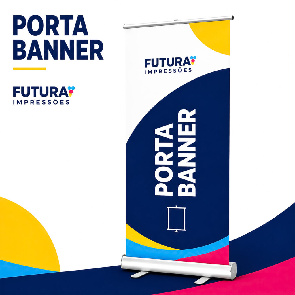 Porta banner tripé, rollup e banner x